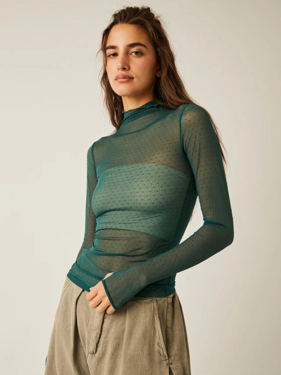 Twentyseven - Free People On The Dot Layering Top - Evergreen