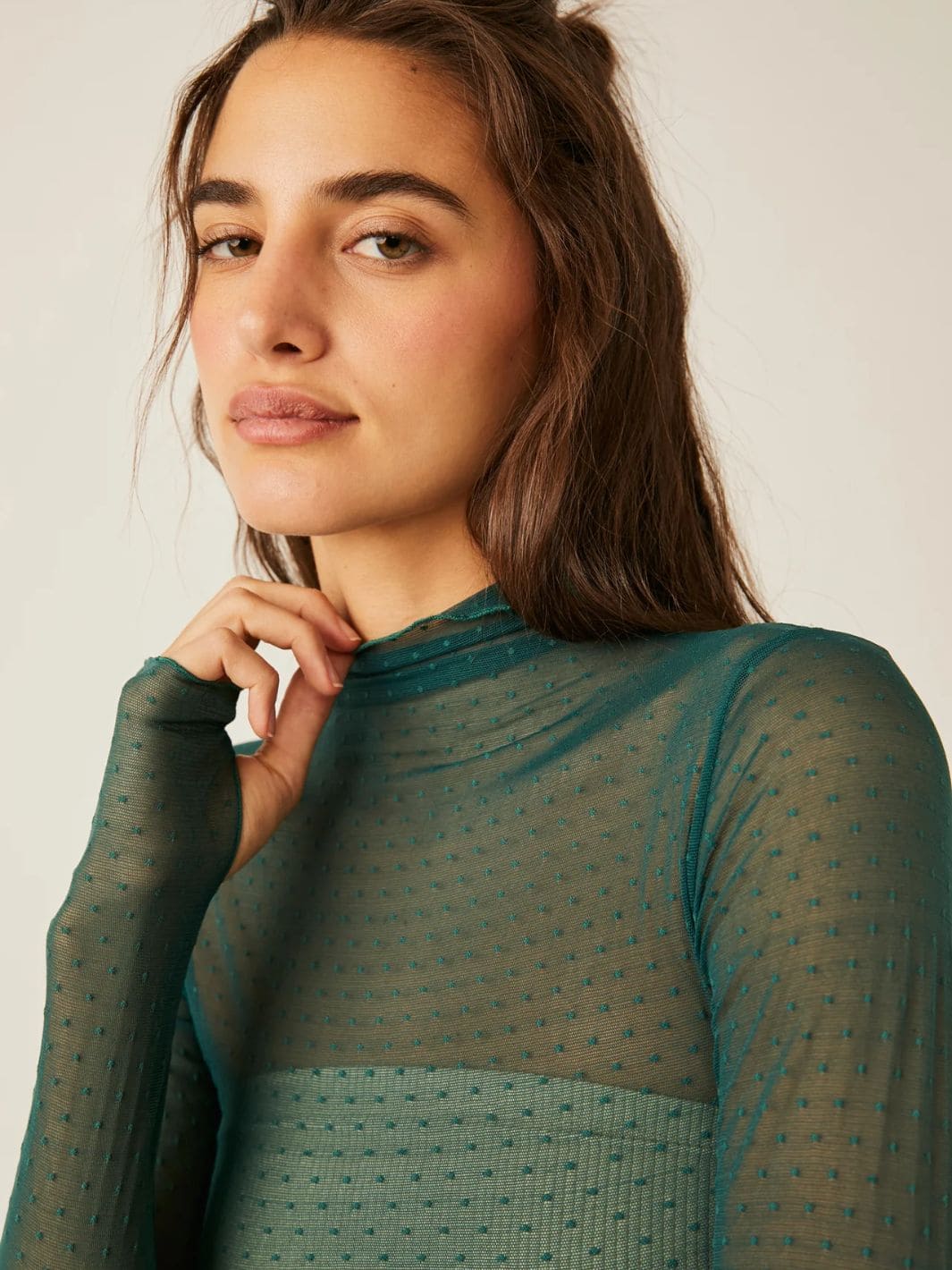 Twentyseven - Free People On The Dot Layering Top - Evergreen