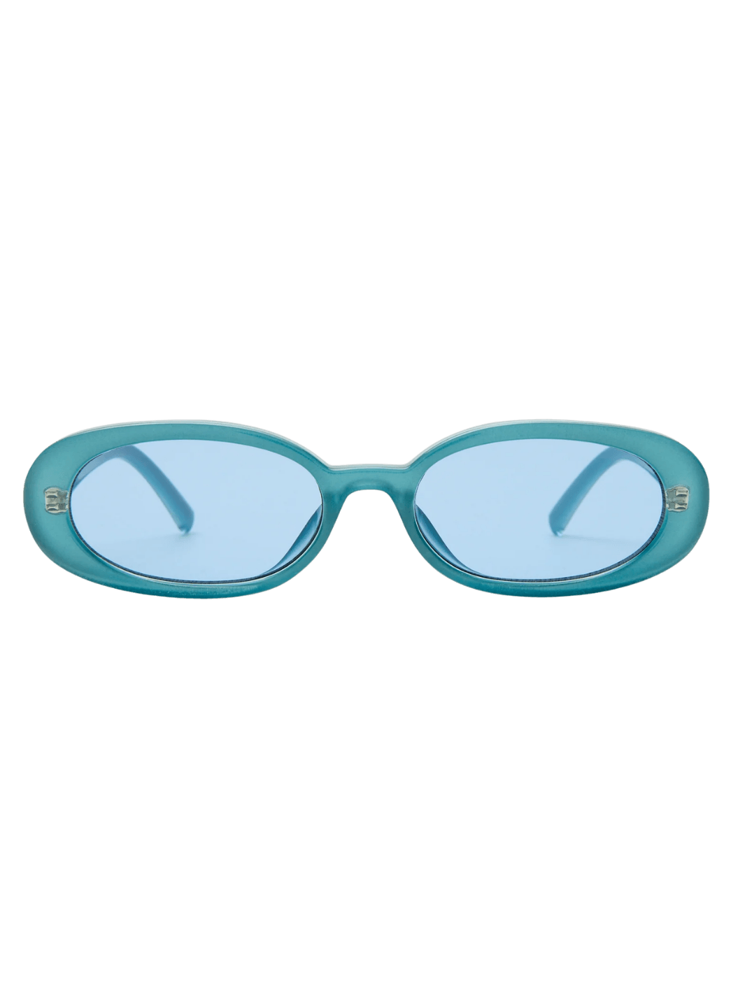 Teal Le Specs Sunglasses Outta Love + in Blue Pearl with blue lenses on a transparent background | Twentyseven Toronto
