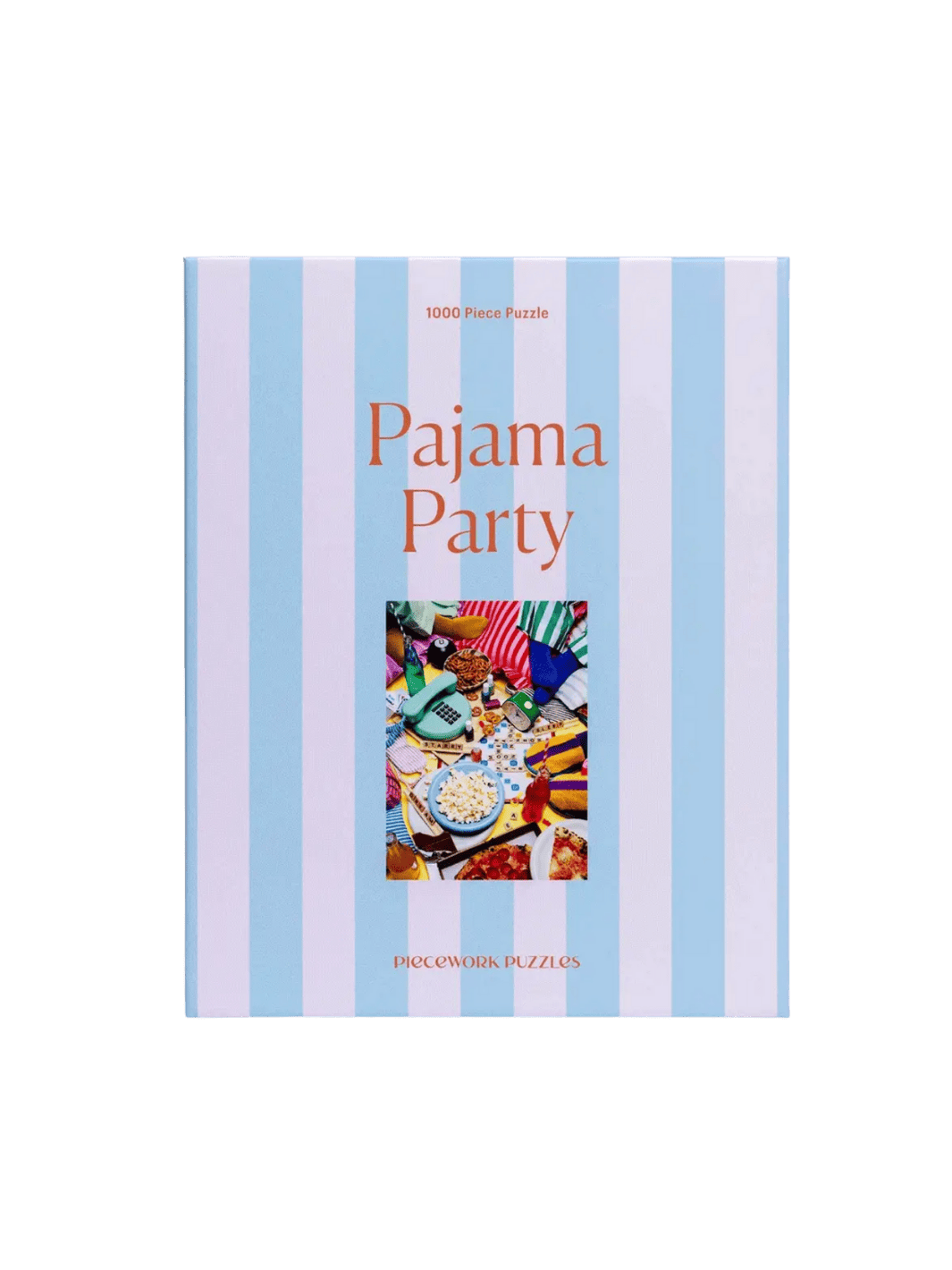 Piecework Puzzles 'Pajama Party' 1000 Piece Puzzle with baby blue striped design | Twentyseven Toronto