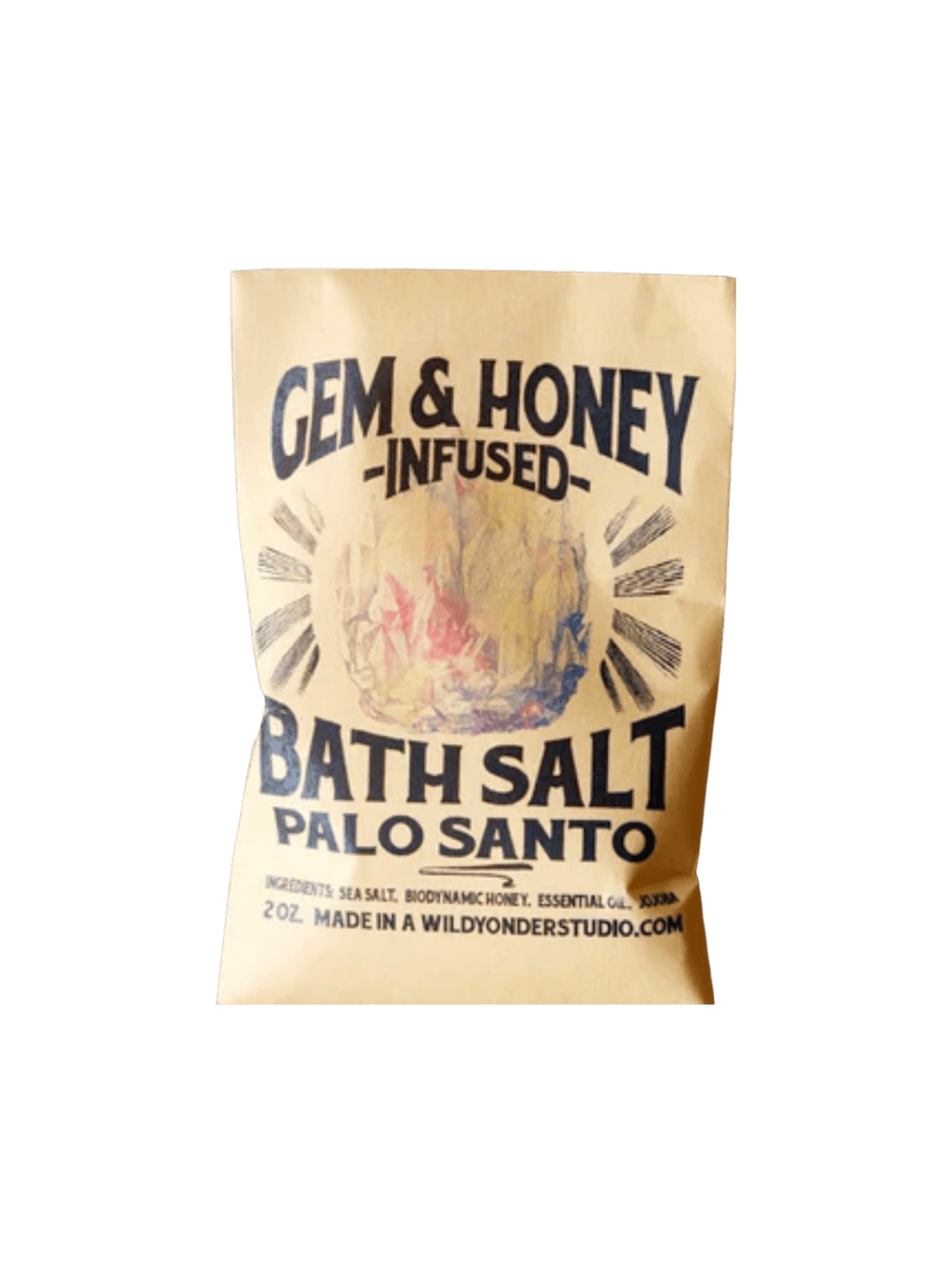 Palo Santo Bath Soak and Body Scrub kraft packet from Wild Yonder Studio against a transparent background | Twentyseven Toronto