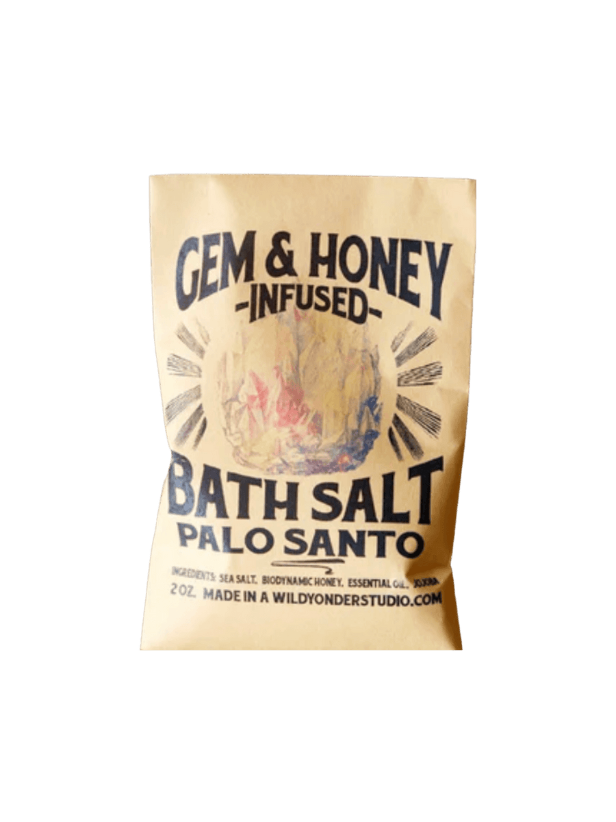 Palo Santo Bath Soak and Body Scrub kraft packet from Wild Yonder Studio against a transparent background | Twentyseven Toronto