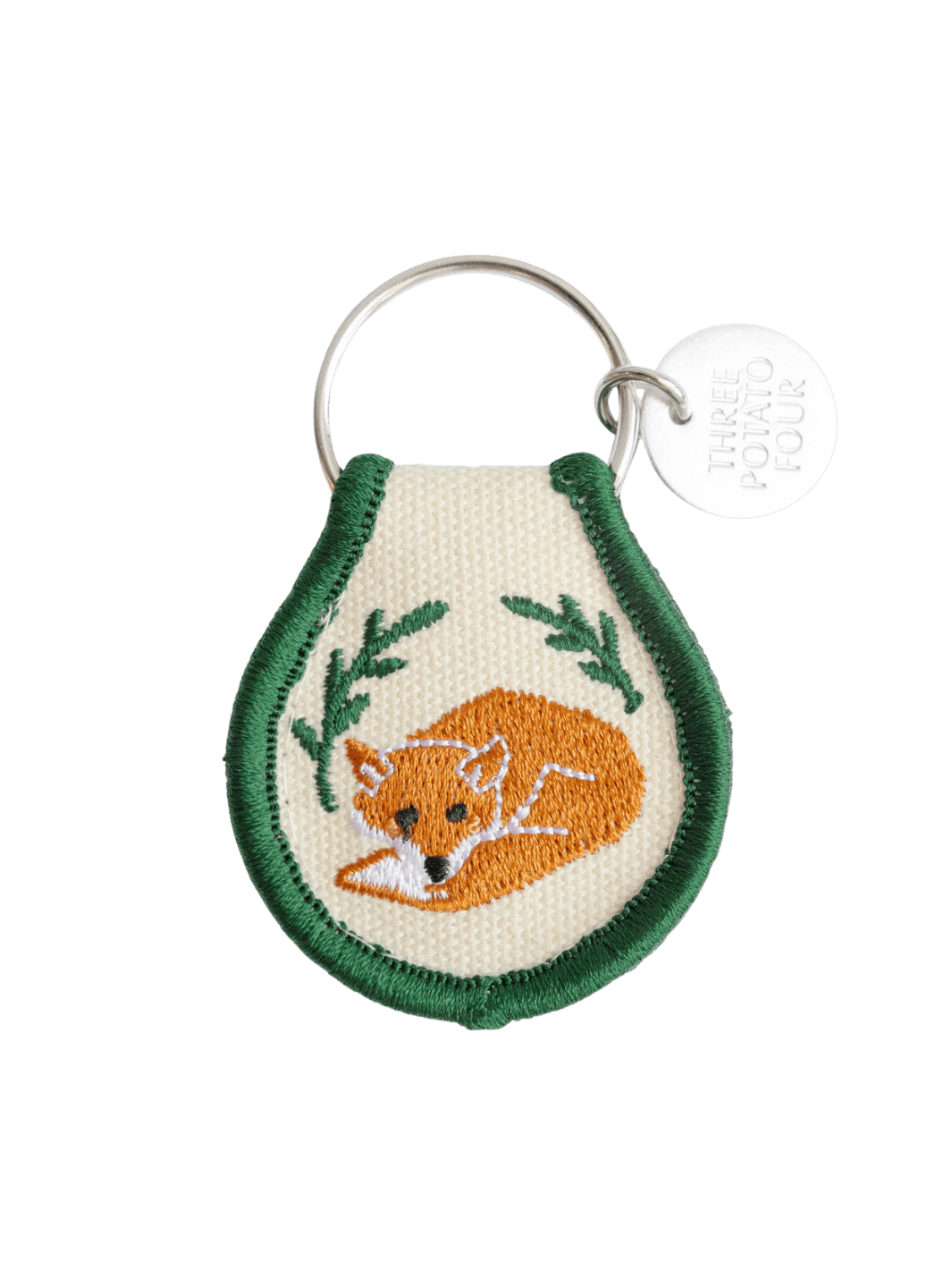 Patch keychain with embroidered fox design from Three Potato Four | Twentyseven Toronto