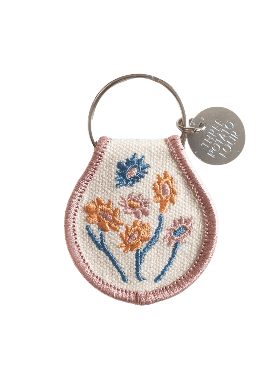 Patch keychain with embroidered flowers design from Three Potato Four | Twentyseven Toronto
