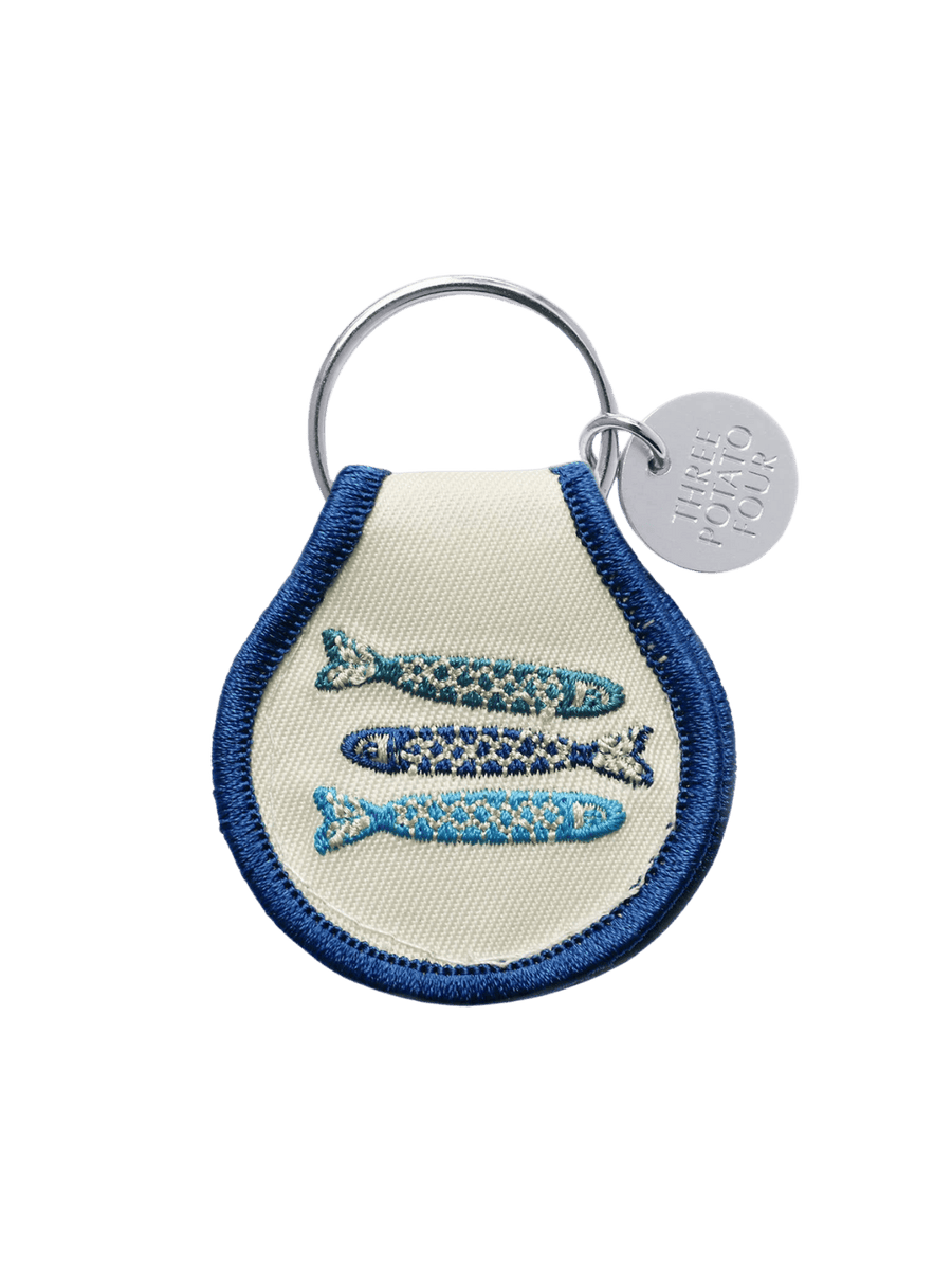 Patch keychain with embroidered fish design from Three Potato Four | Twentyseven Toronto