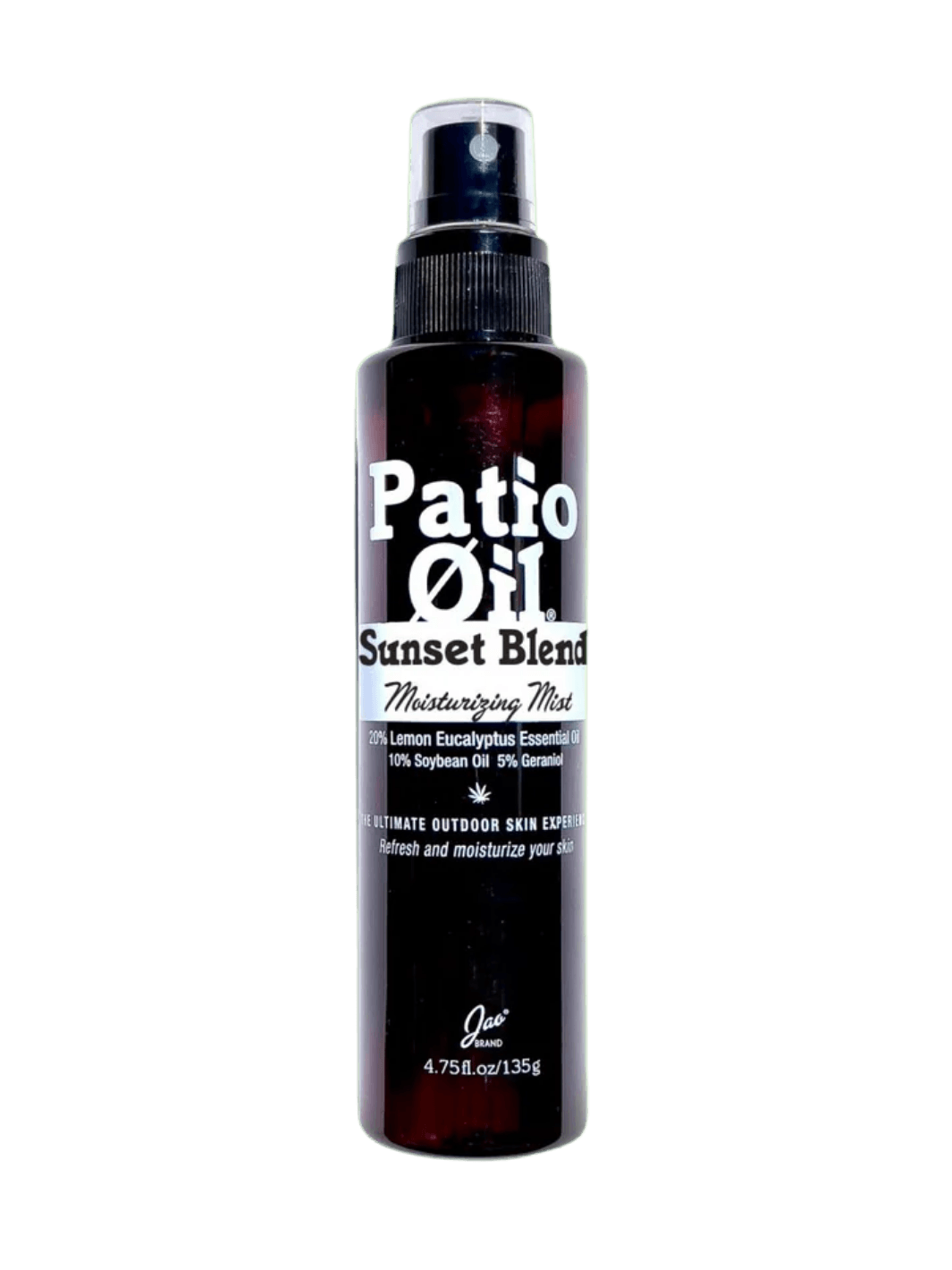 Brown bottle of Jao Brand Patio Oil Moisturizing Mist against a transparent background | Twentyseven Toronto