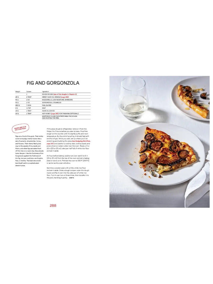 A recipe page for "Fig and Gorgonzola" pizza from Pizza Practice: Doughs, Techniques + Toppings by Tara Jensen | Twentyseven Toronto