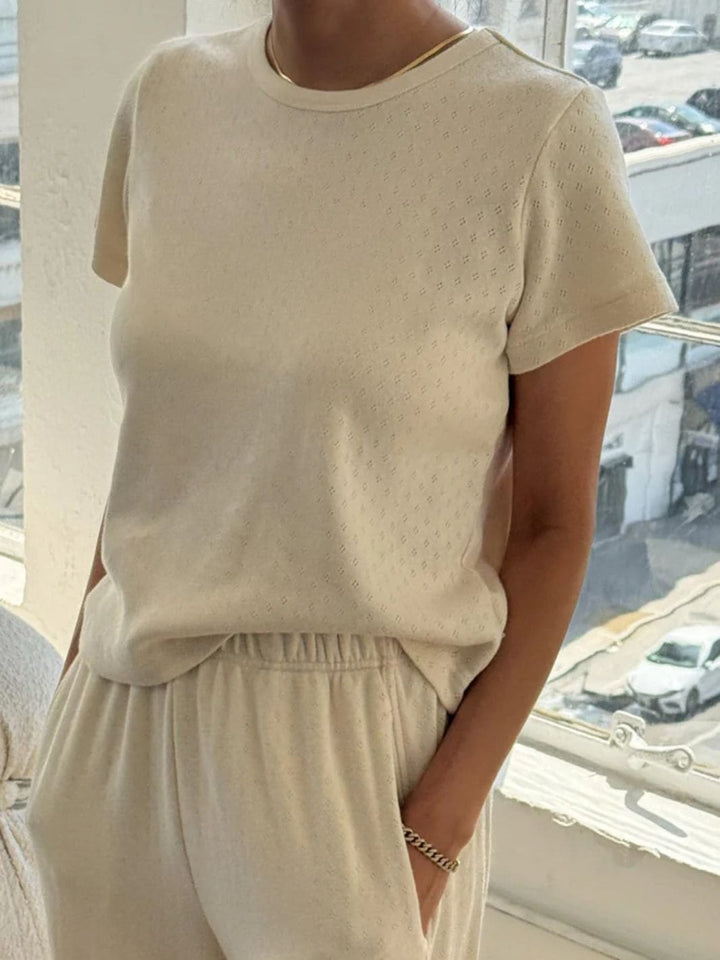 Le Bon Shoppe Pointelle Babe Tee in Naturel | Twentyseven Toronto