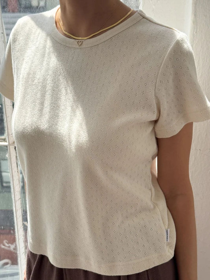 Le Bon Shoppe Pointelle Babe Tee in Naturel | Twentyseven Toronto