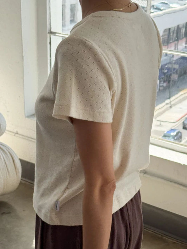 Le Bon Shoppe Pointelle Babe Tee in Naturel | Twentyseven Toronto