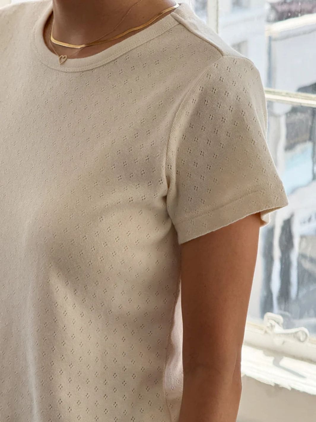Le Bon Shoppe Pointelle Babe Tee in Naturel | Twentyseven Toronto