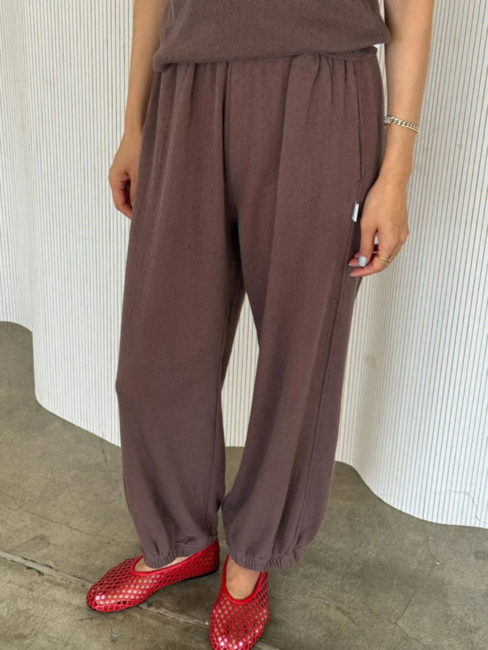 Le Bon Shoppe Pointelle Balloon Pants in Chocolate | Twentyseven Toronto