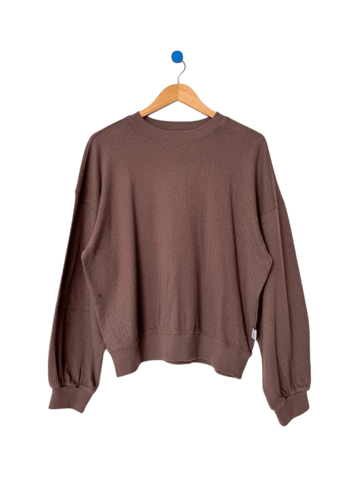 Le Bon Shoppe Pointelle Core Sweatshirt in Chocolate | Twentyseven Toronto