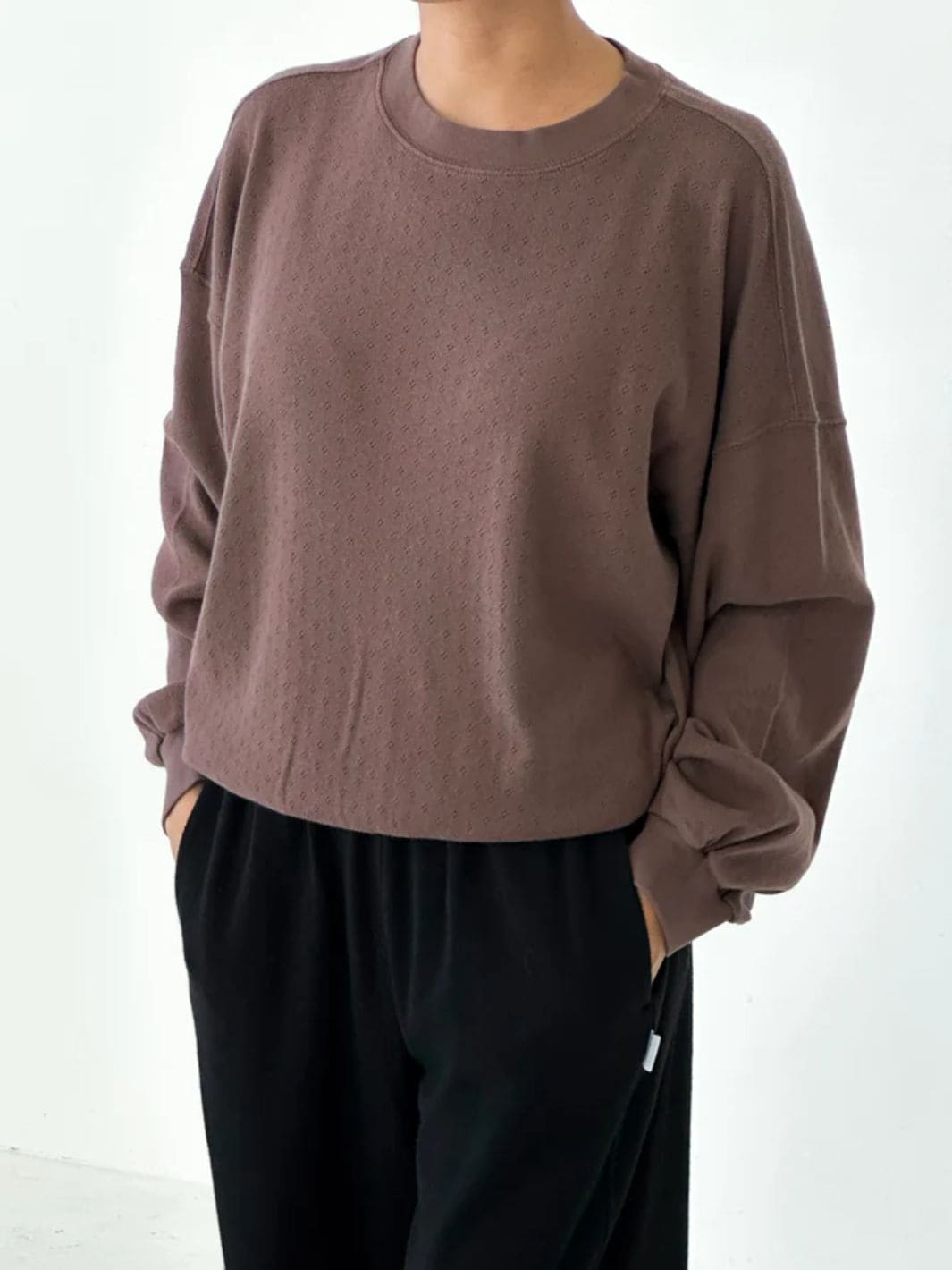 Le Bon Shoppe Pointelle Core Sweatshirt in Chocolate | Twentyseven Toronto