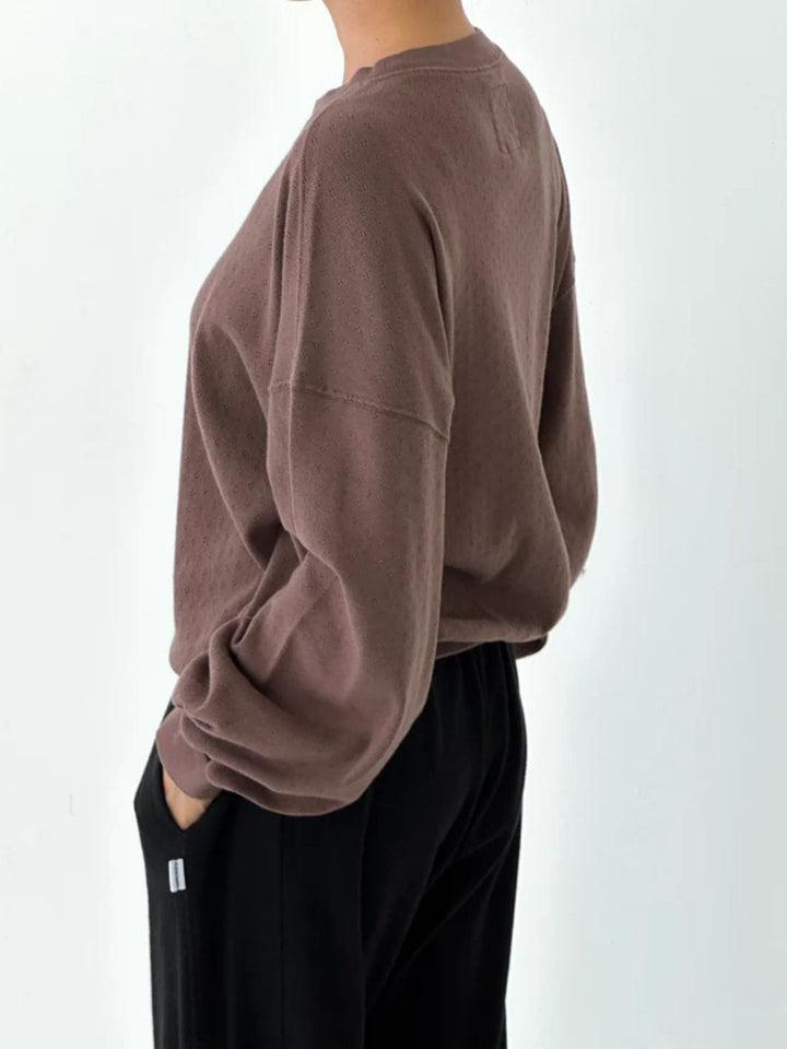 Le Bon Shoppe Pointelle Core Sweatshirt in Chocolate | Twentyseven Toronto