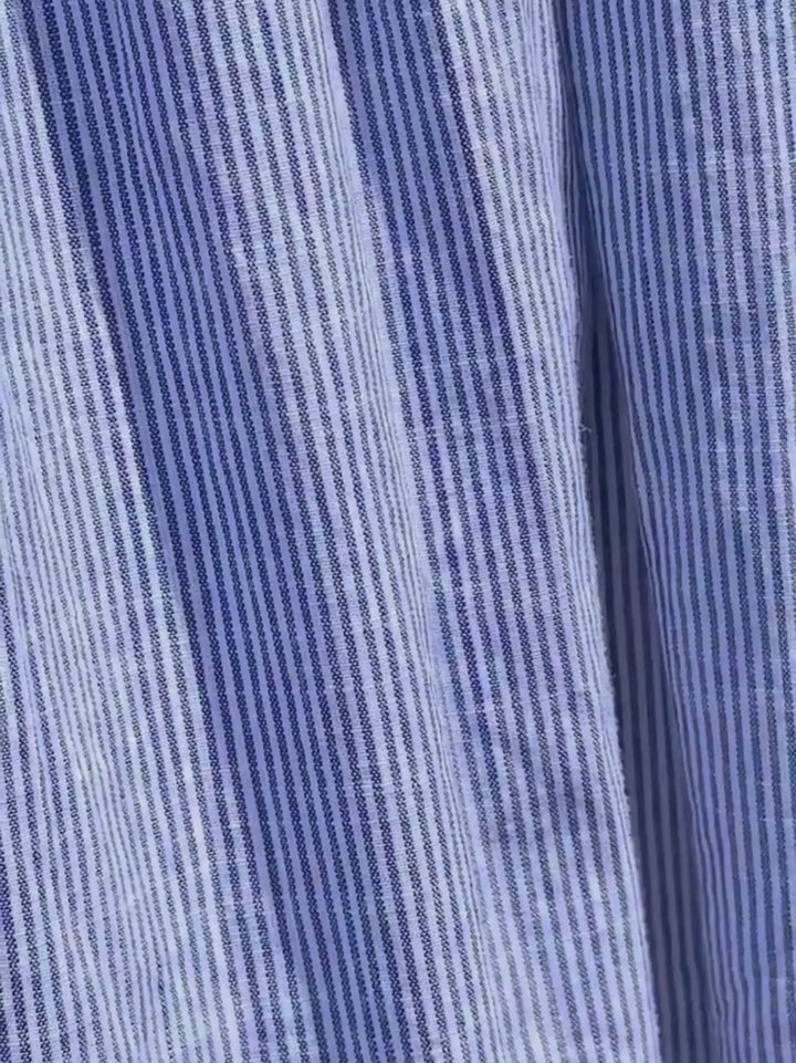 Artist Long Shirt - Blue Pinstripe