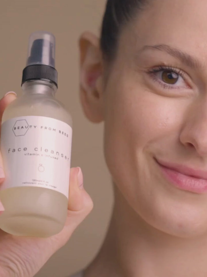 Video of woman showing how to use Beauty from Bees Face Cleanser | Twentyseven Toronto