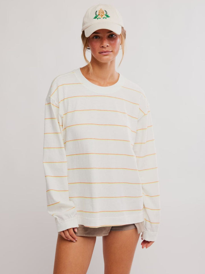 Free People FP Movement Printed Hustle Layer in Awning Stripe Ivory | Twentyseven Toronto