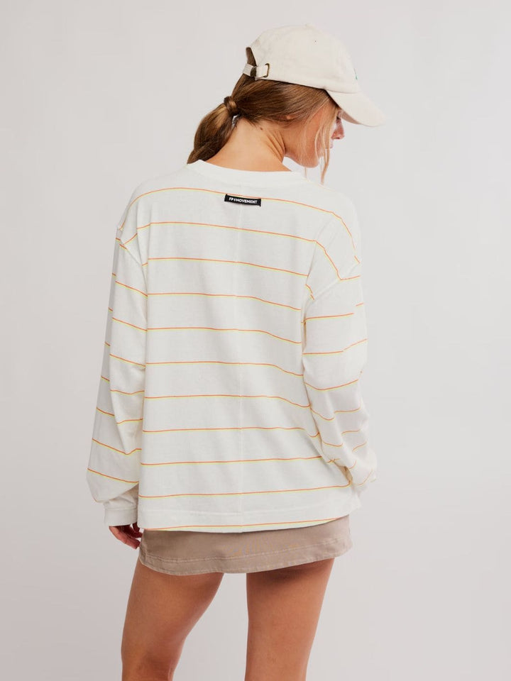 Free People FP Movement Printed Hustle Layer in Awning Stripe Ivory | Twentyseven Toronto