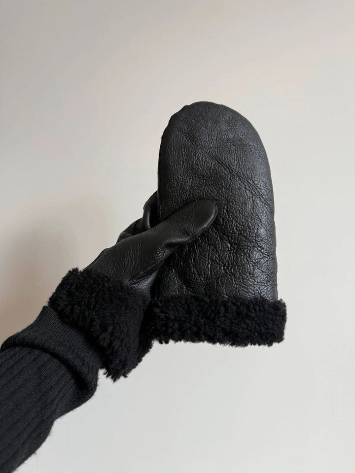Billy Bamboo Puffy Shearling Mittens in Black | Twentyseven Toronto