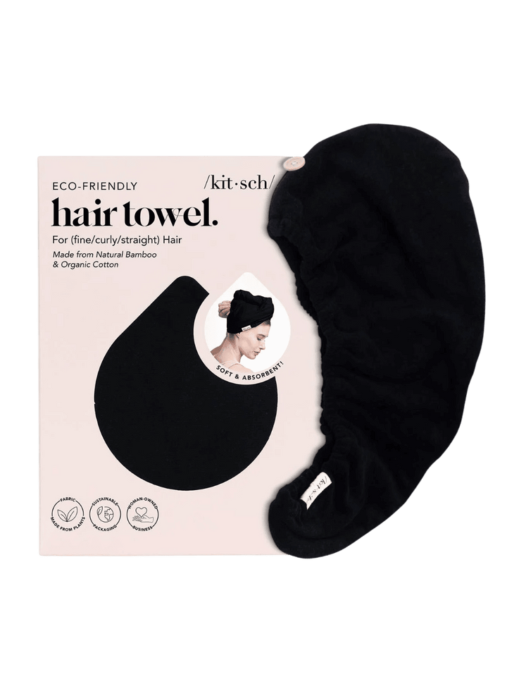 KITSCH Quick Dry Hair Towel - Eco Black | Twentyseven Toronto