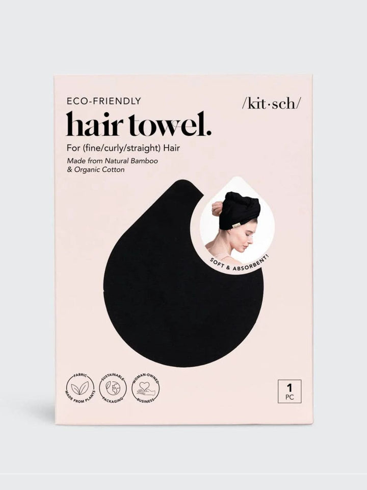 KITSCH Quick Dry Hair Towel - Eco Black | Twentyseven Toronto