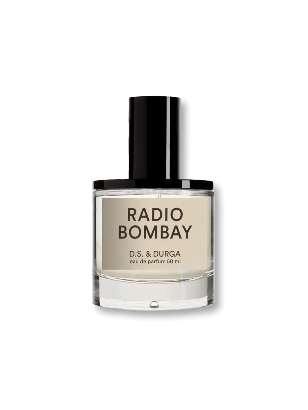 50ml perfume bottle labeled 'Radio Bomba' by D.S. & Durga on a transparent background | Twentyseven Toronto