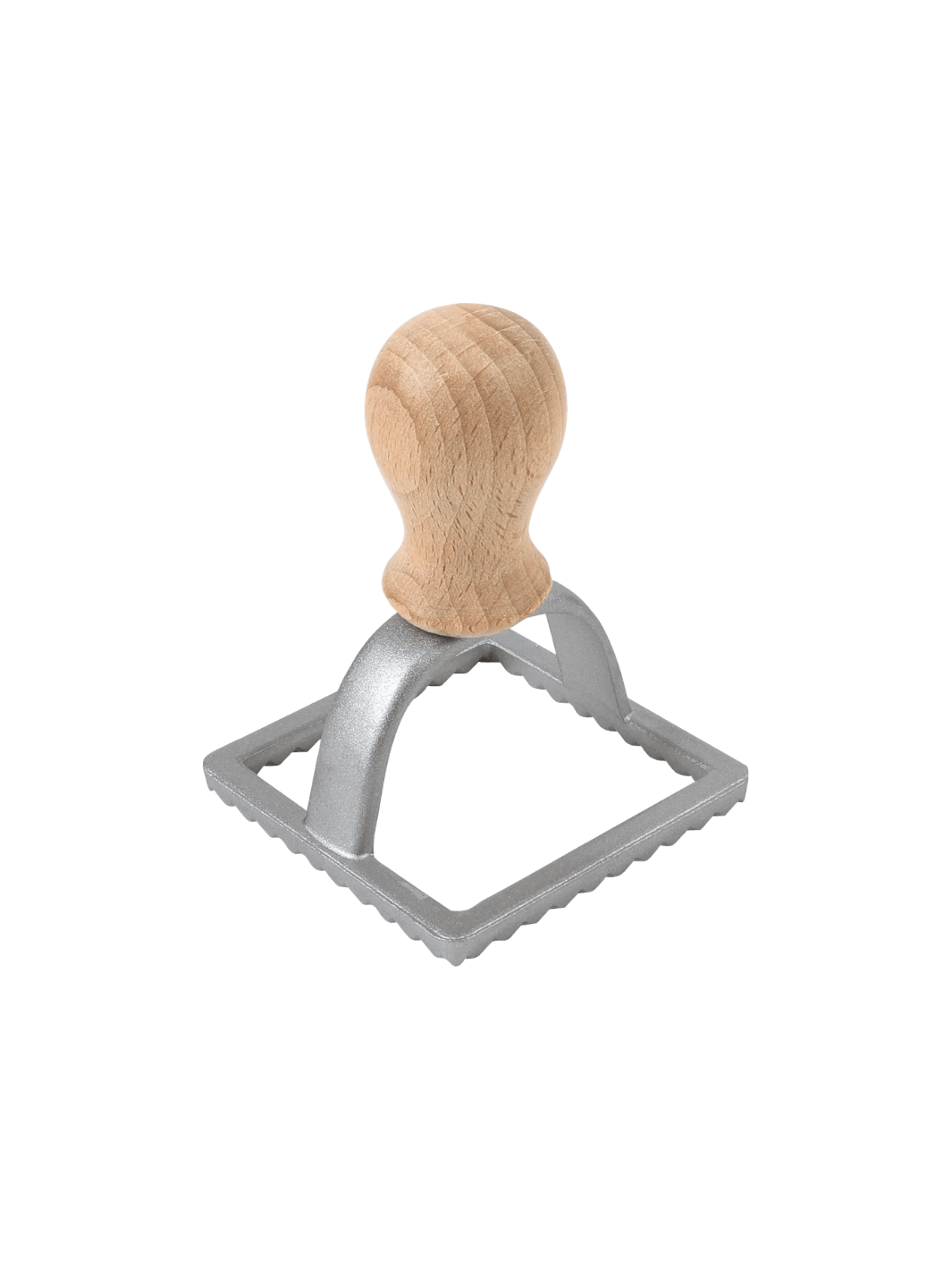 Metal ravioli stamp with wooden handle from Burstenhaus Redecker on a transparent background | Twentyseven Toronto