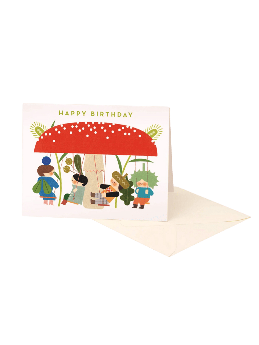 Clap Clap Design Red Mushroom Swings Birthday Card | Twentyseven Toronto