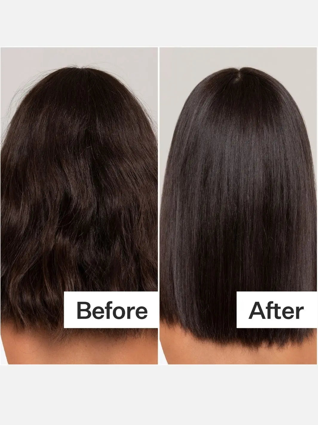 Before and after comparison of Act+Acre Restorative Conditioning Hair Mask on straight black hair | Twentyseven Toronto