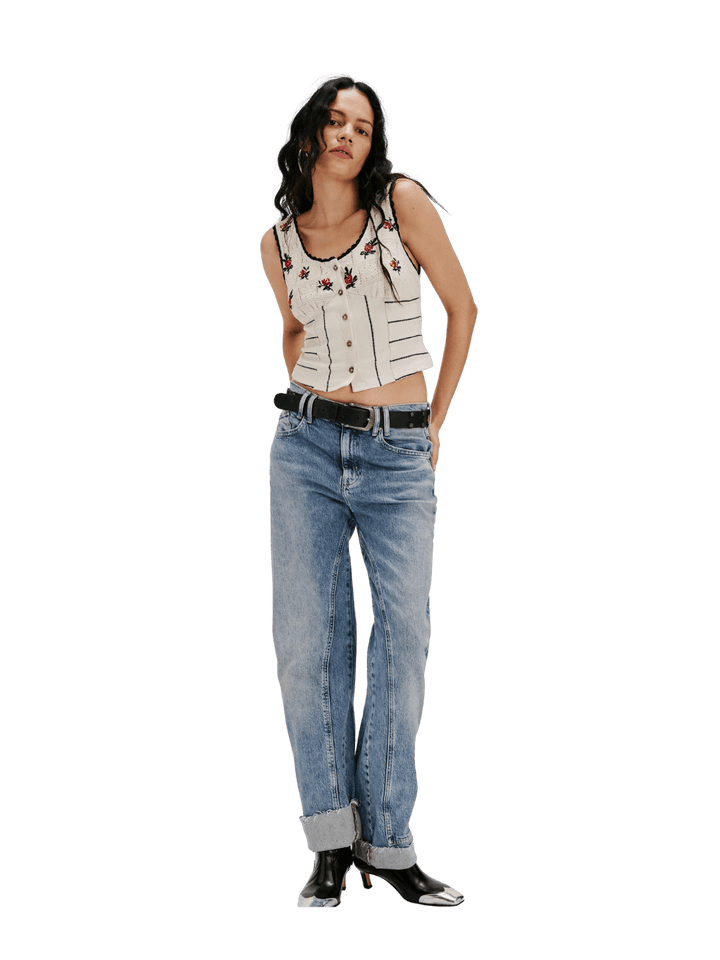 Free People Rose Bud Knit Top in Ivory Combo | Twentyseven Toronto