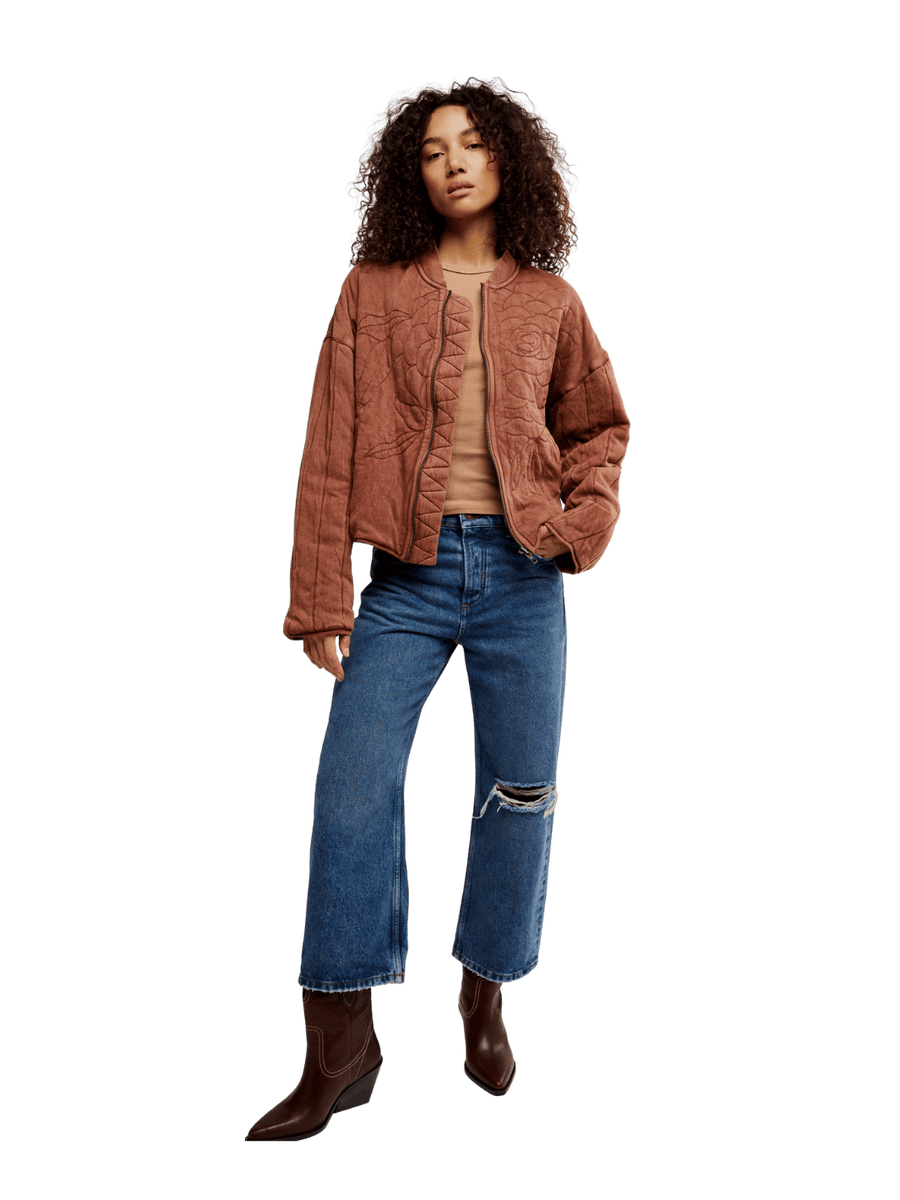 Free People Rose Zip-Up Sweatshirt in Cinnamon Stick | Twentyseven Toronto