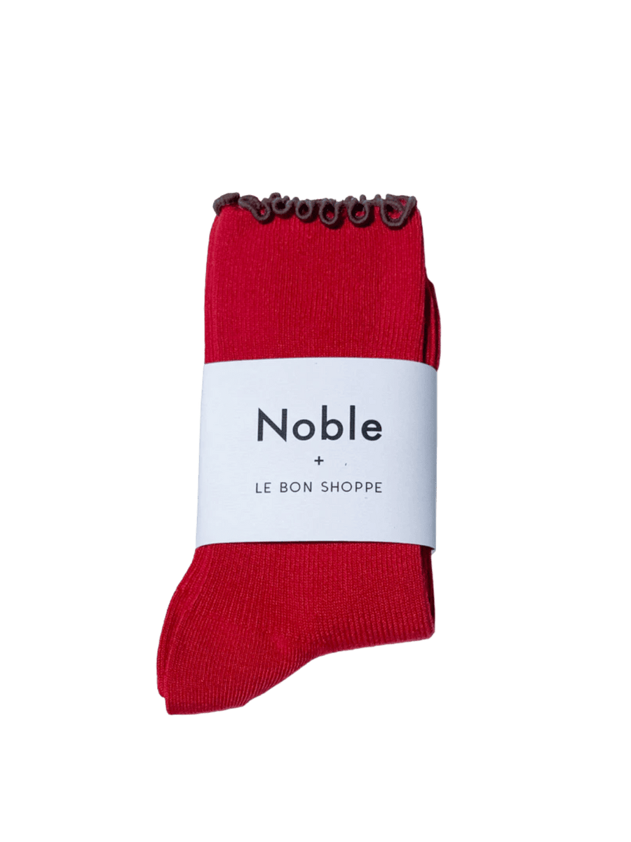 Le Bon Shoppe Ruffled Modal Socks in Paprika / Brown Edge | Twentyseven Toronto