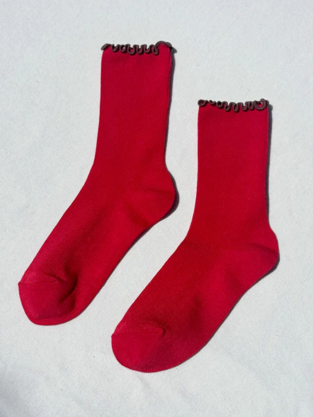 Le Bon Shoppe Ruffled Modal Socks in Paprika / Brown Edge | Twentyseven Toronto