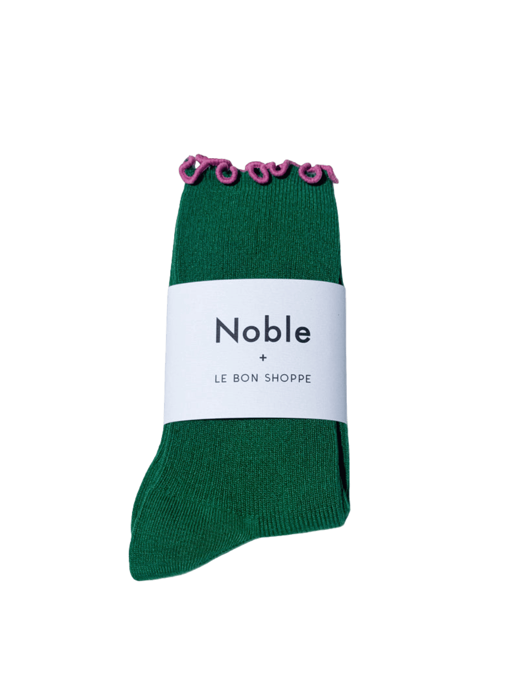 Le Bon Shoppe Ruffled Modal Socks in Spinach / Pink Edge | Twentyseven Toronto