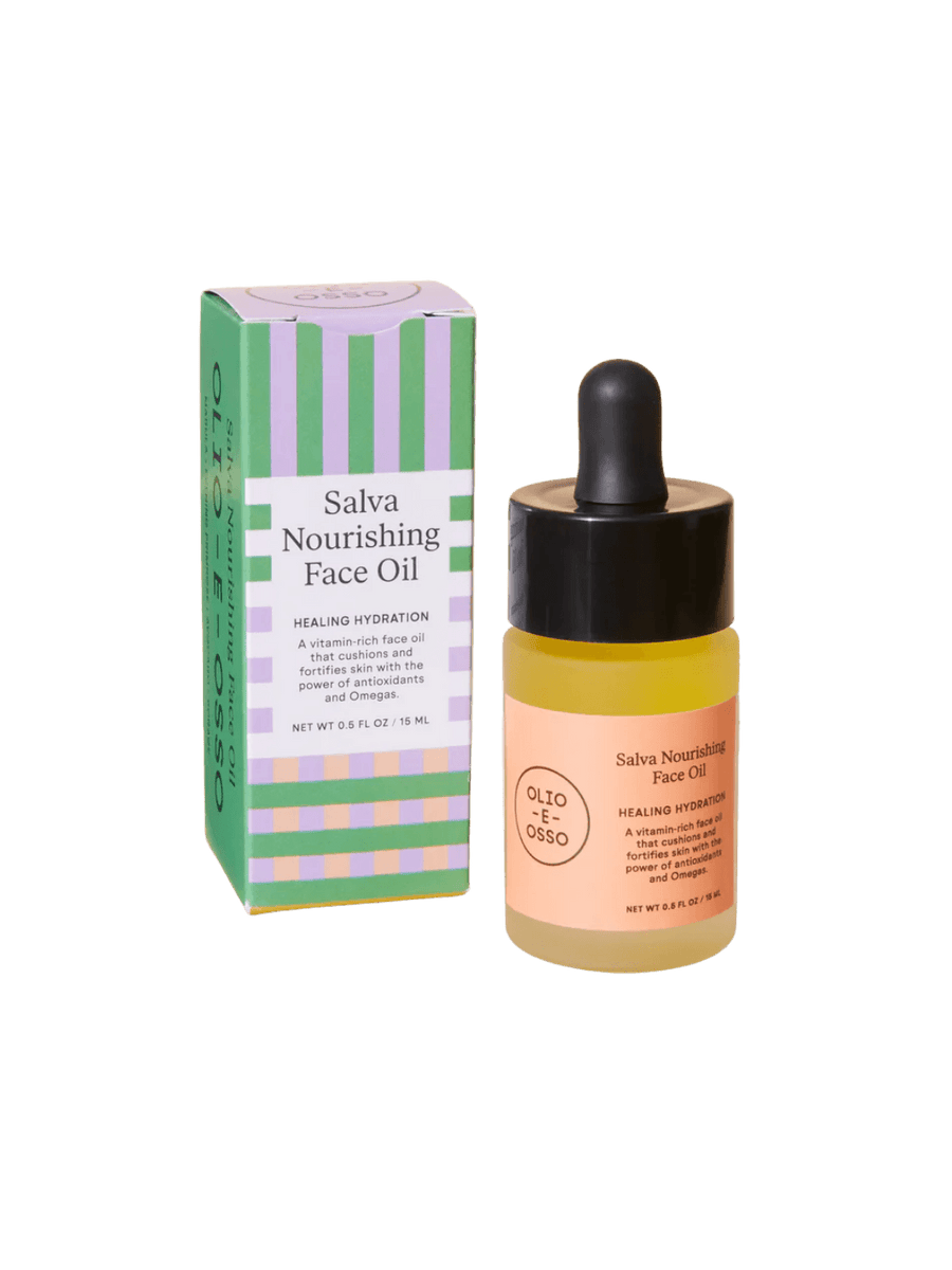 Olio E Ossi Salva Nourishing Face Oil dropper bottle and green / purple box | Twentyseven Toronto