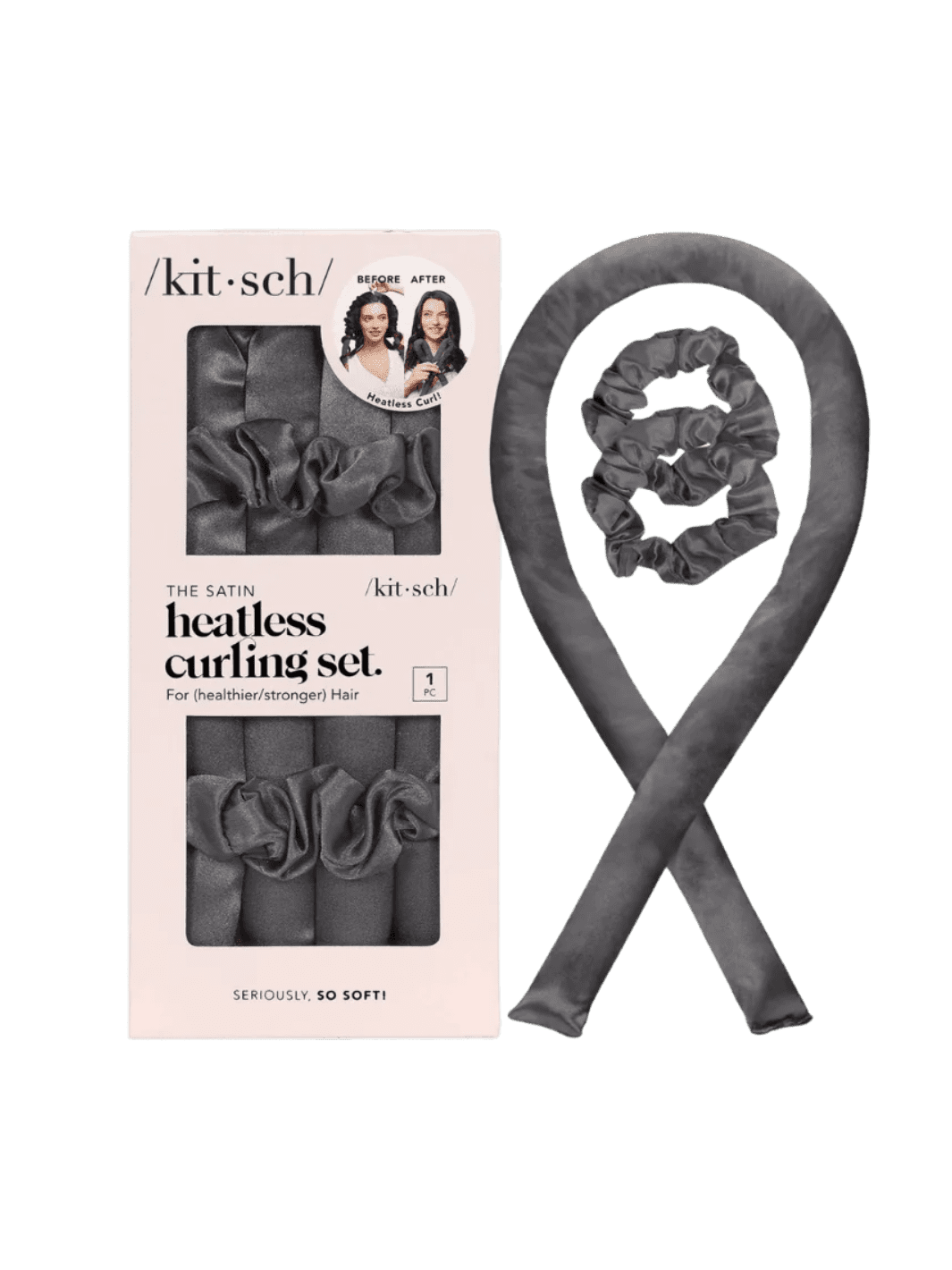 KITSCH Satin Heatless Curling Set - Charcoal | Twentyseven Toronto