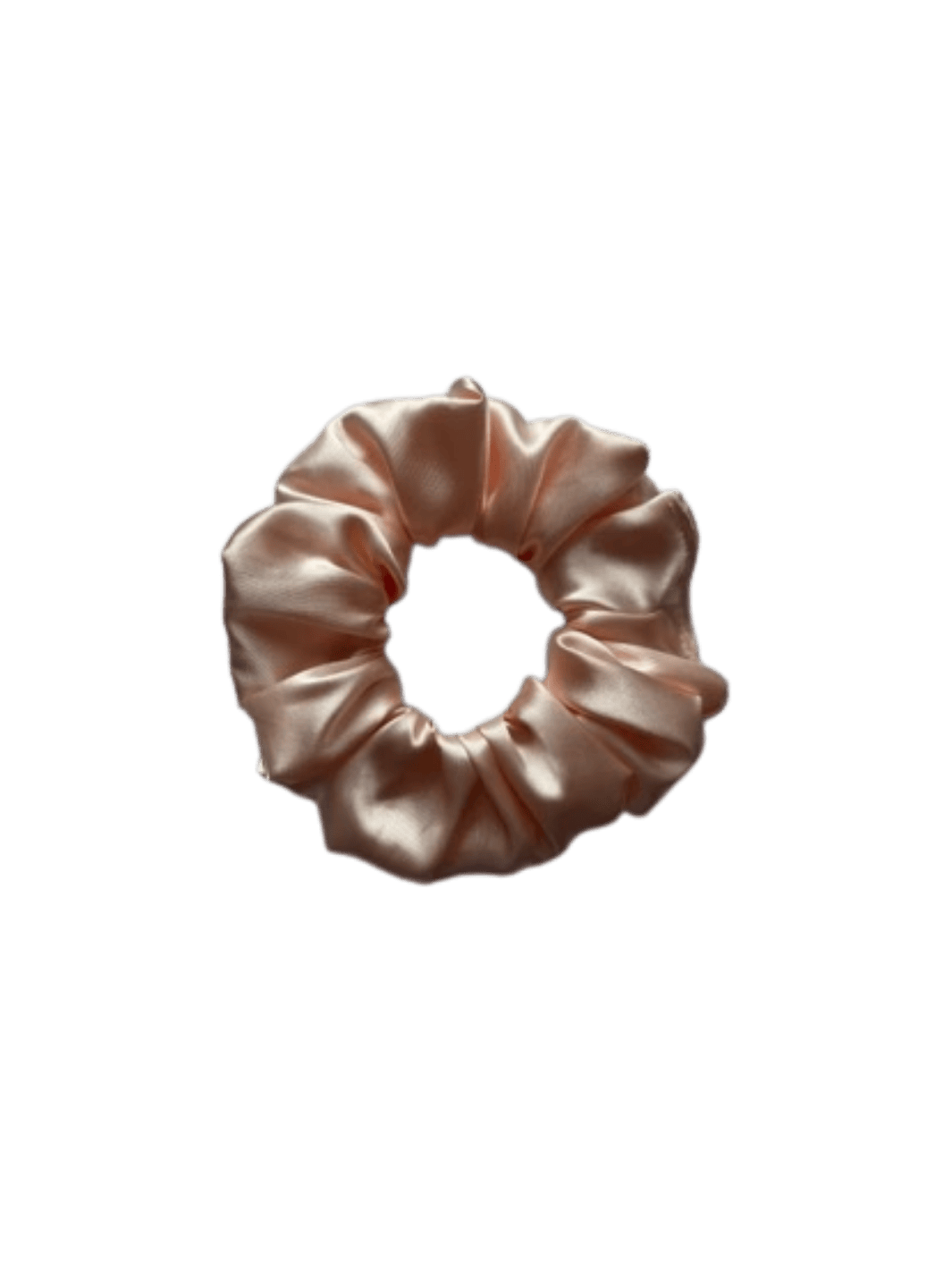 Pink satin scrunchie in '27 Pink' on a transparent background | Twentyseven Toronto