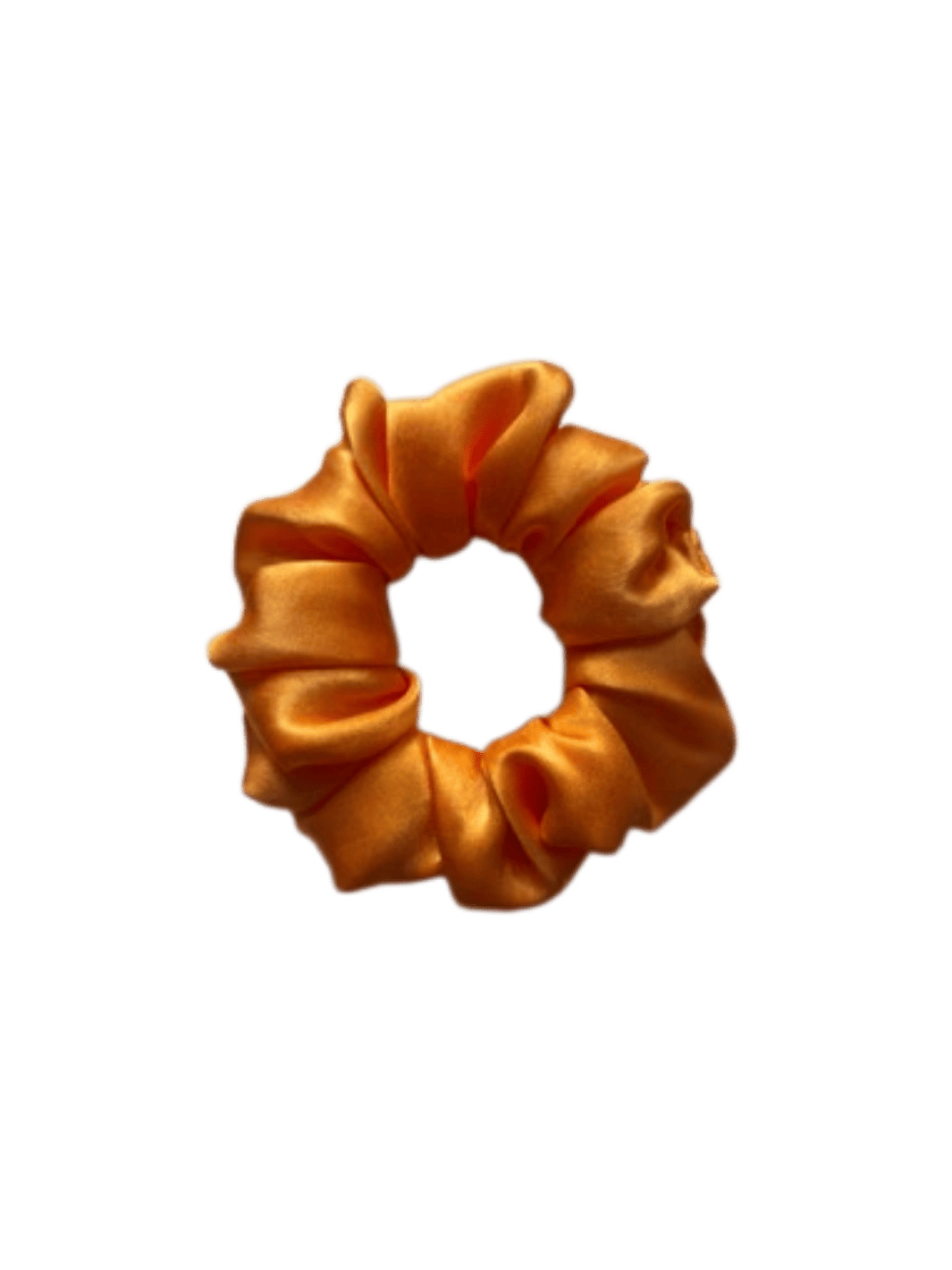 Orange satin scrunchie in 'Creamsicle' on a transparent background | Twentyseven Toronto