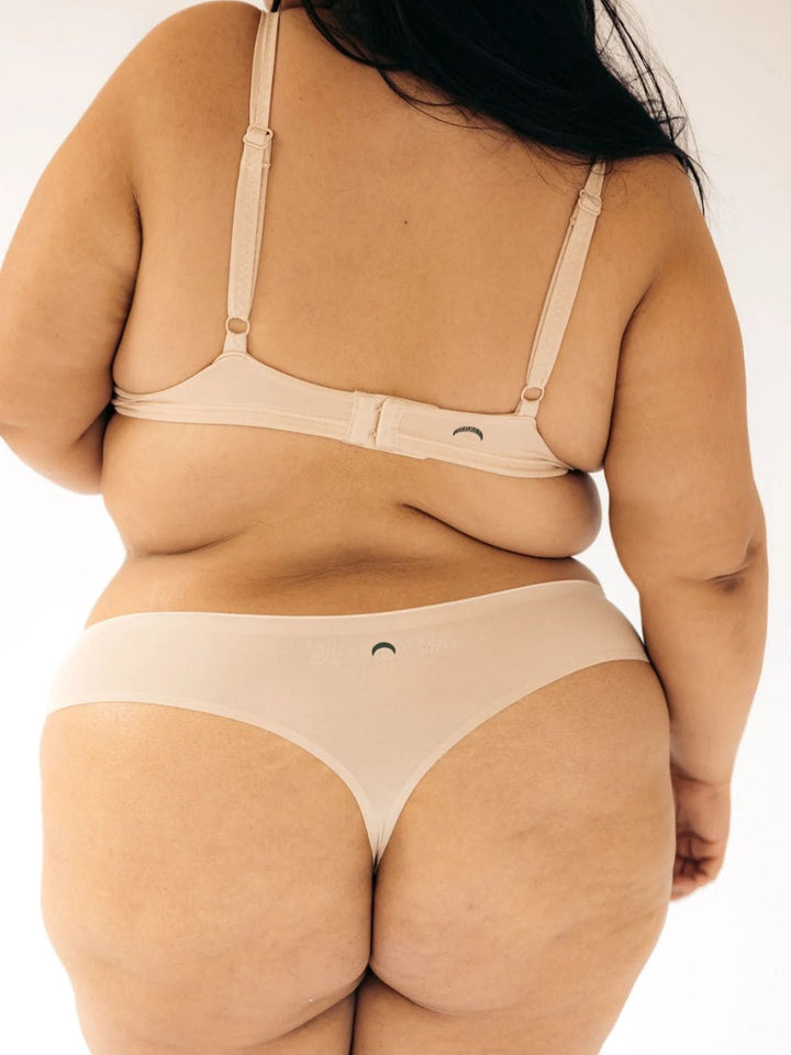 Huha Mineral Underwear Seamless Low-Mid Rise Thong in Beige | Twentyseven Toronto