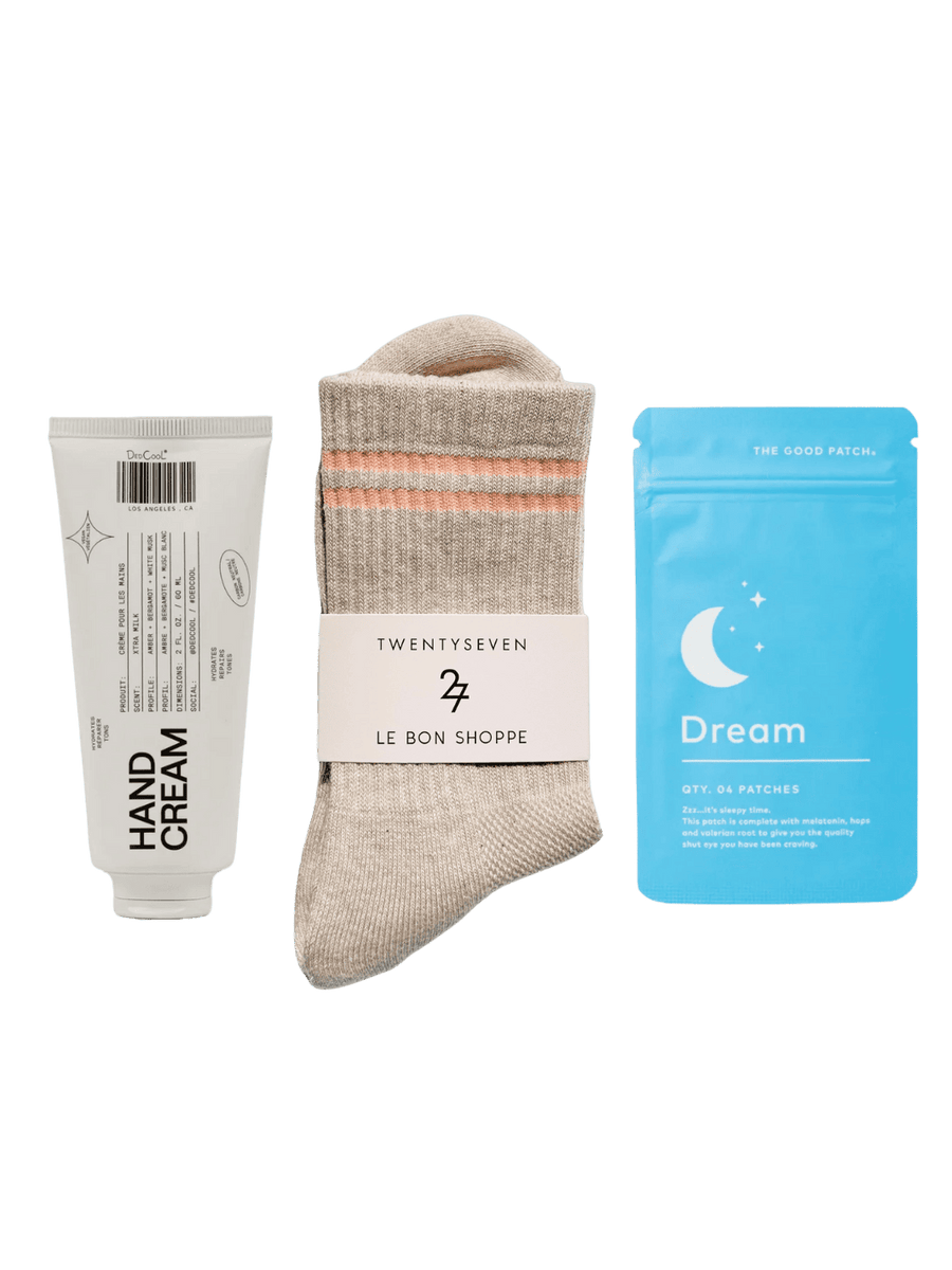 Self Care Ritual Bundle - Le Bon Shoppe x Twentyseven Socks, The Good Patch Dream Patch 4 Pack, Dedcool XTRA Milk Hand Cream | Twentyseven Toronto