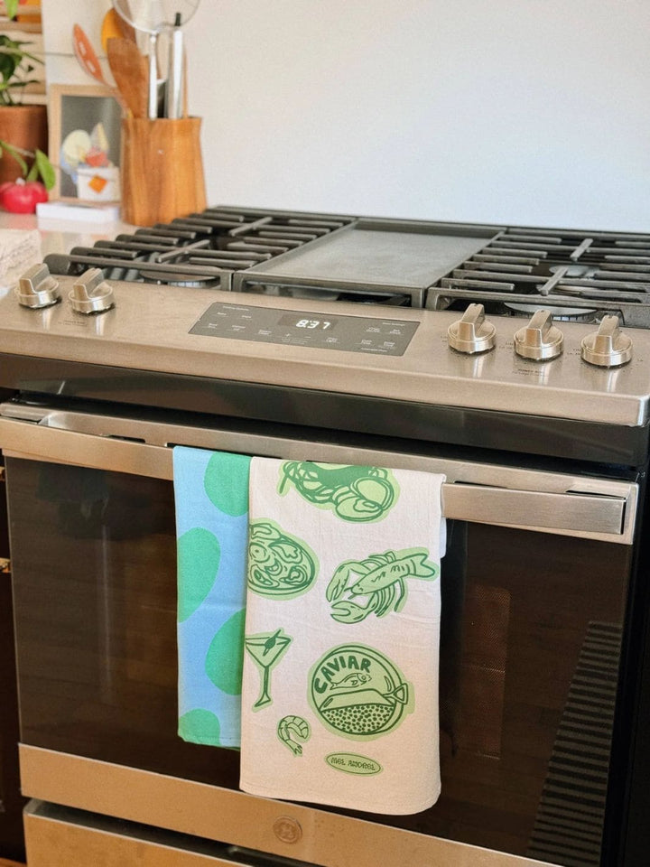 Mel Andrel Seven Fishes Tea Towel in Evergreen | Twentyseven Toronto