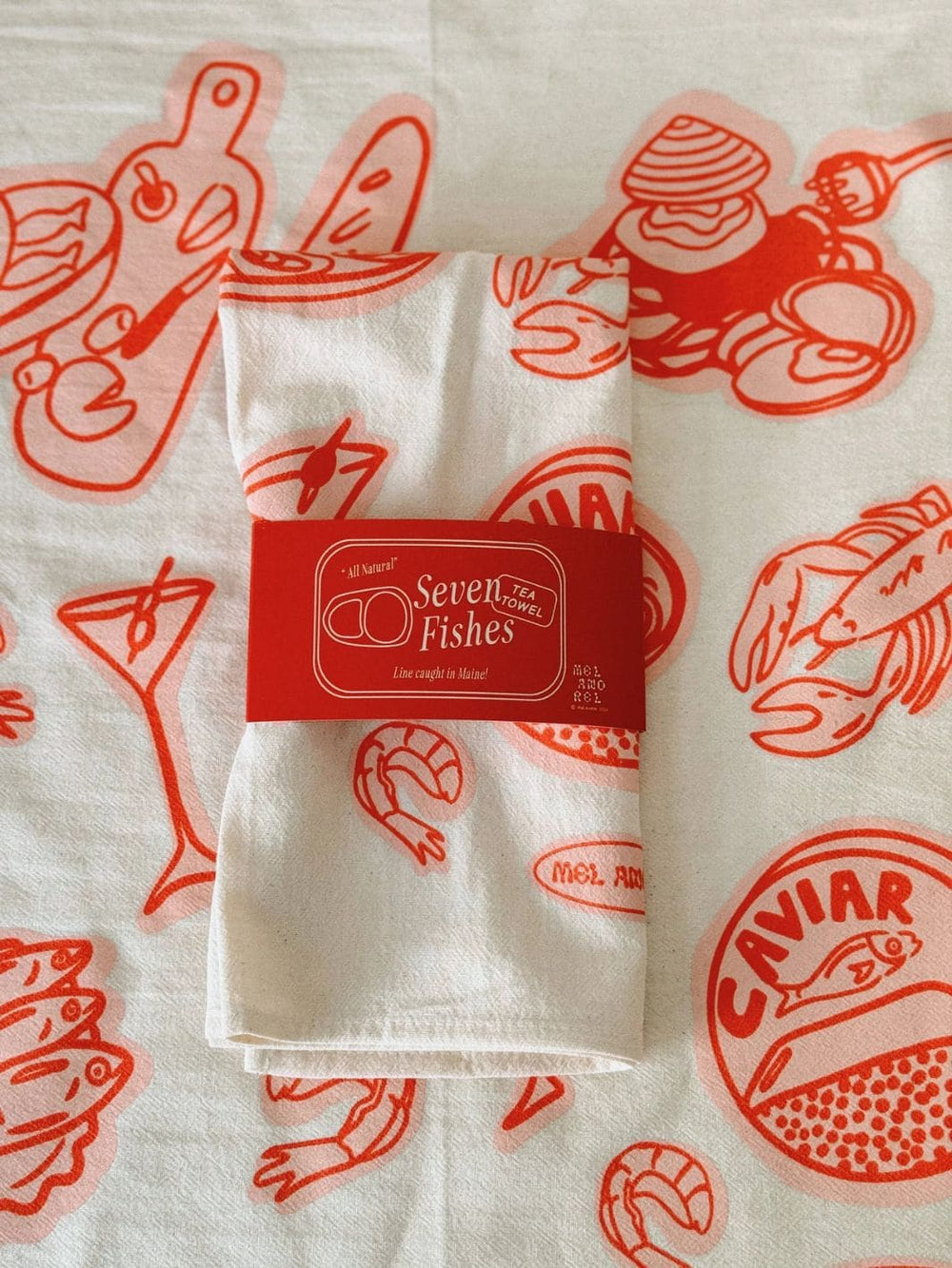 Mel Andrel Seven Fishes 20" × 20" Tea Towel - Gumdrop | Twentyseven Toronto