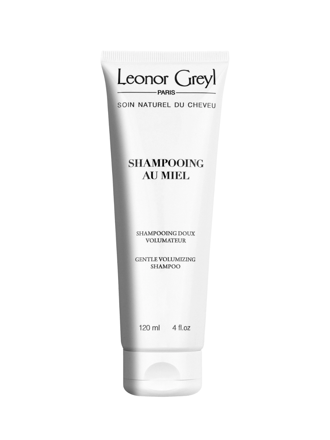 Leonor Greyl 'Shampooing au Miel' shampoo 125ml tube on a transparent background | Twentyseven Toronto