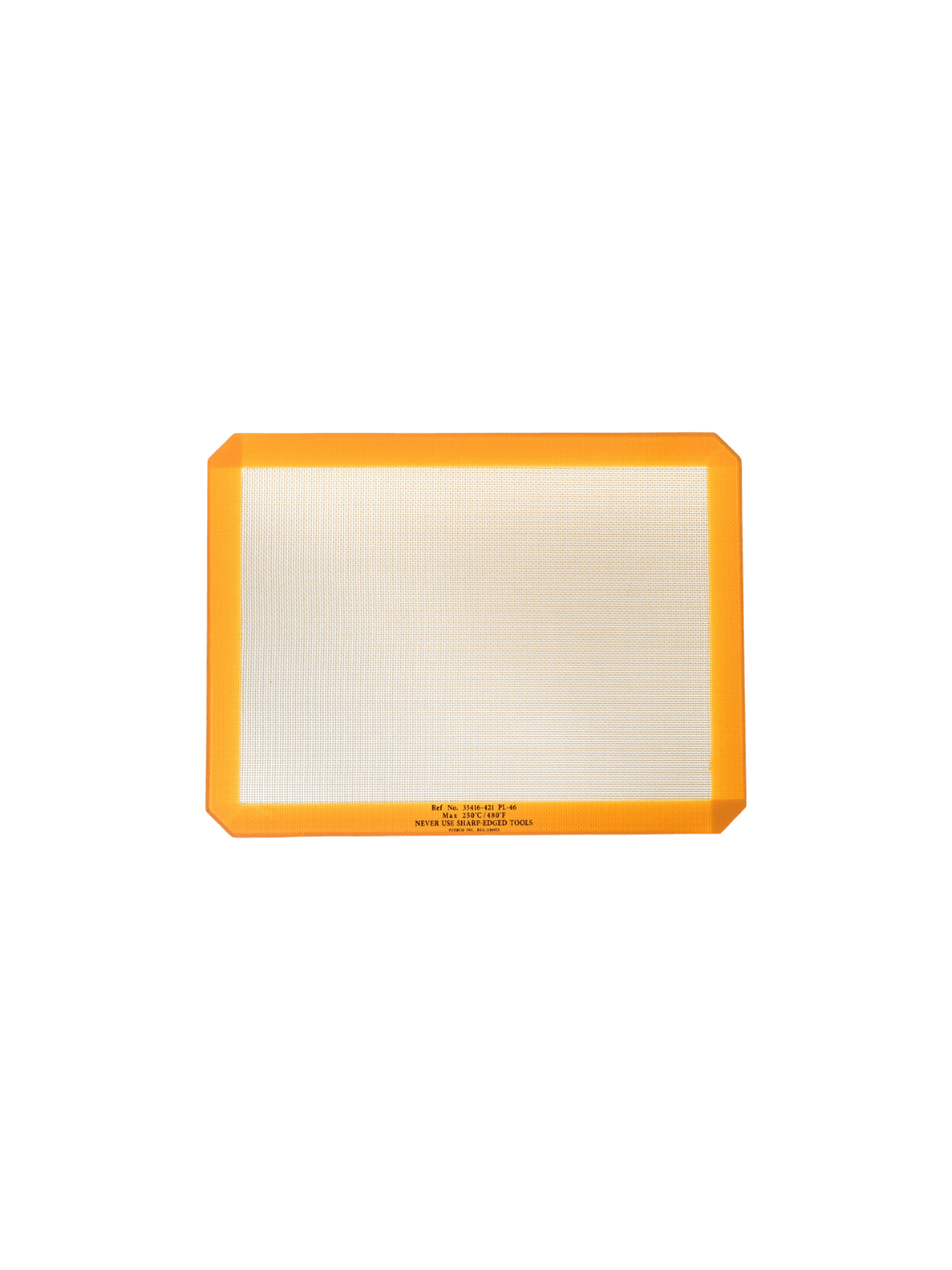 A single orange-bordered Silicone Placemat from Puebco is displayed flat, highlighting its textured fiberglass mesh centre | Twentyseven Toronto
