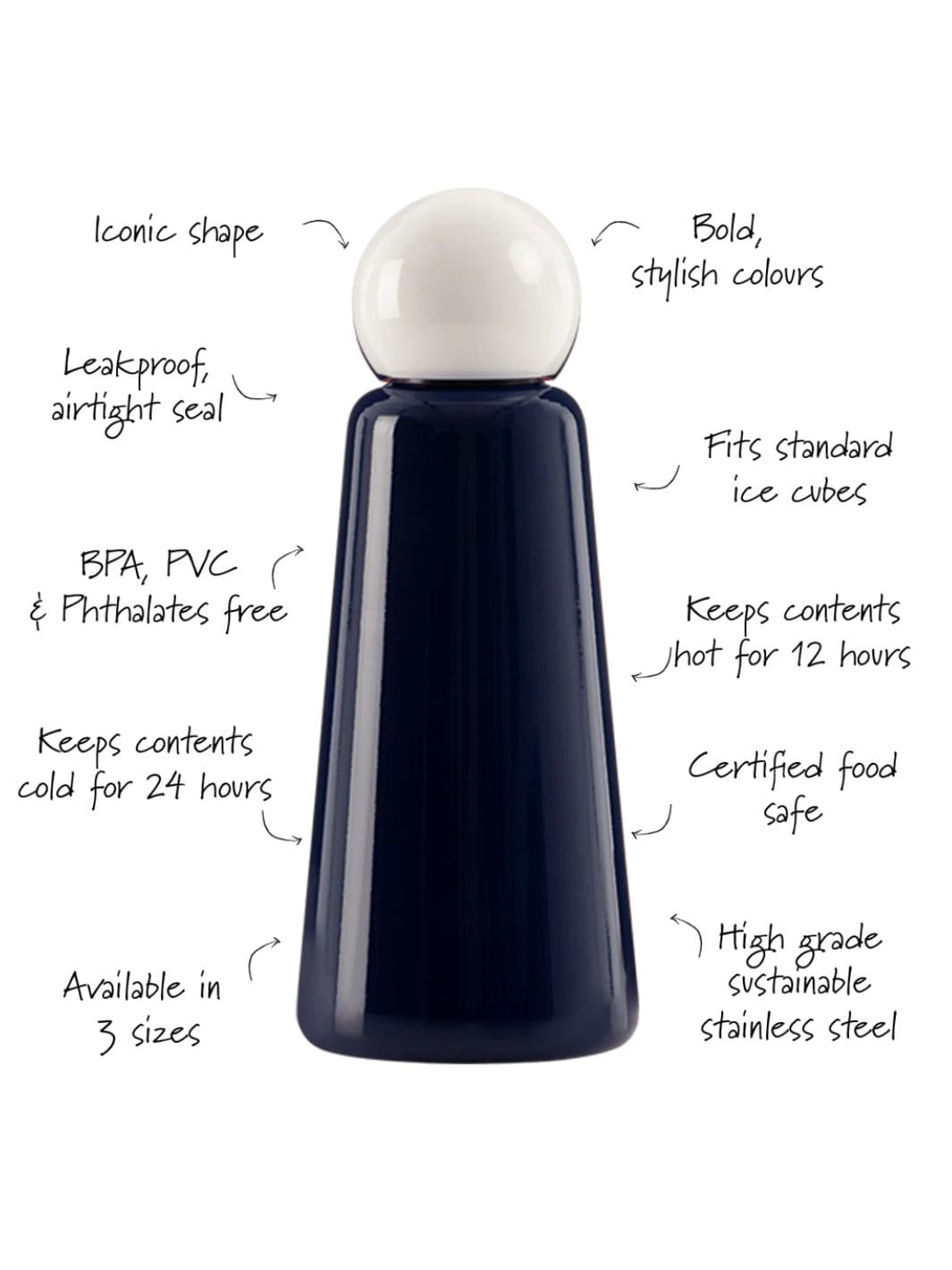 Lund London Skittle Original Water Bottle 500ml - Indigo & White | Twentyseven Toronto
