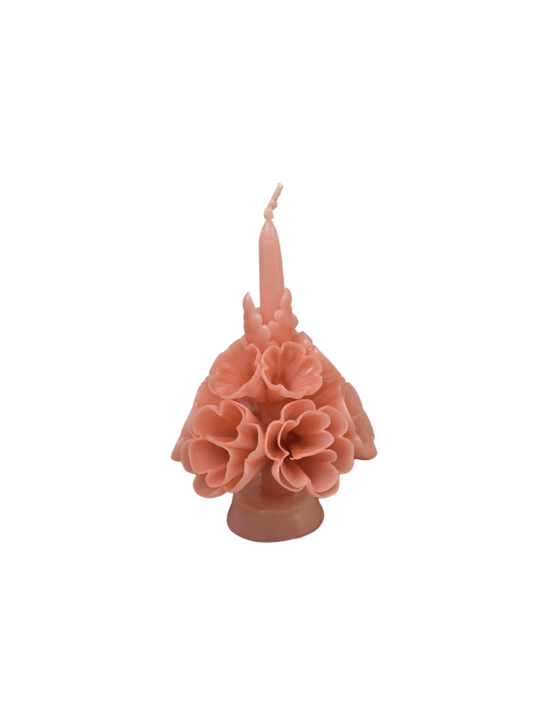 Blush pink floral wax candle called the Small Flaked Candle in Dusty Rose from Cereria de Jesus against a transparent background | Twentyseven Toronto