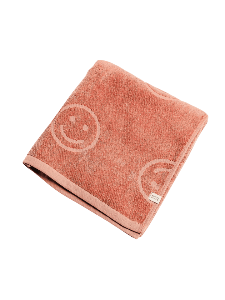 Twentyseven Toronto - Happy Place Poolside Smiley Terry Beach Towel - Teracotta