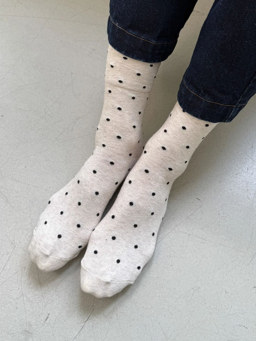 Le Bon Shoppe Sneaker Socks - Polka Dot Oatmeal / Black | Twentyseven Toronto