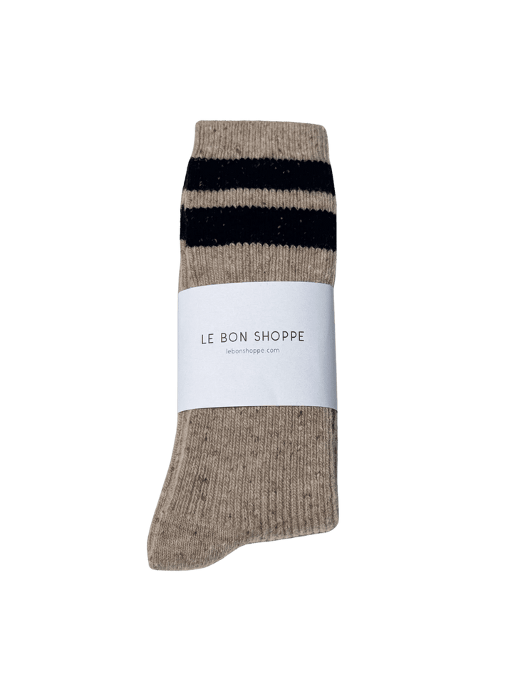 Le Bon Shoppe Snow Varsity Socks - Beige / Black | Twentyseven Toronto